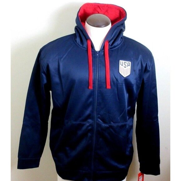 Men's U.S. Soccer Icon Sports Full zip Hoodie Jacket Striker Navy Blue NWT - Picture 3 of 6
